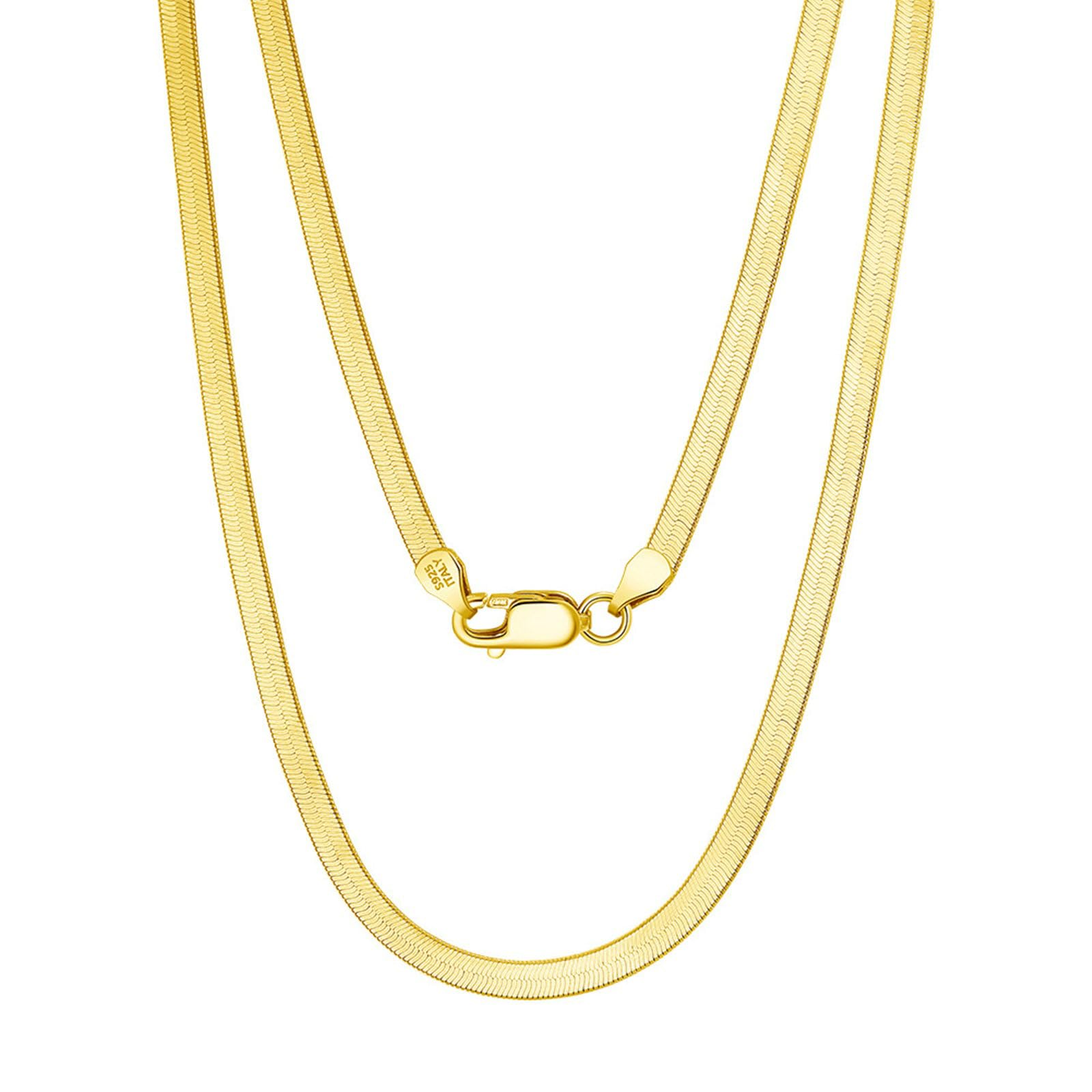 Collana Catena Donna, Collana con Catena a Spina di Pesce in Argento 925 per Donna