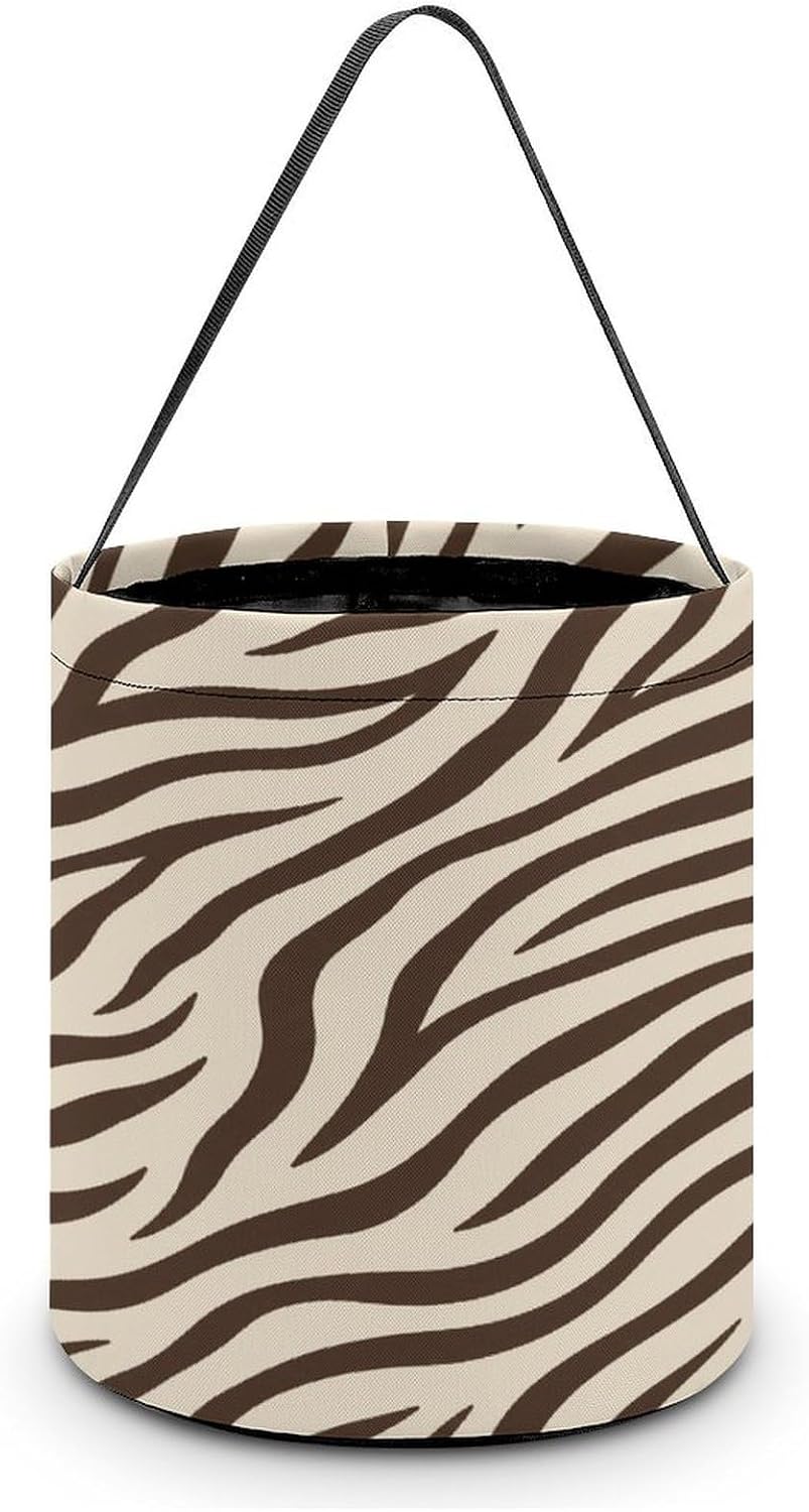 Dark Brown Halloween Trick Or Treat Bucket Candy Tote Hand‑held Pouch for Cosplay Theme Party Gift Storage