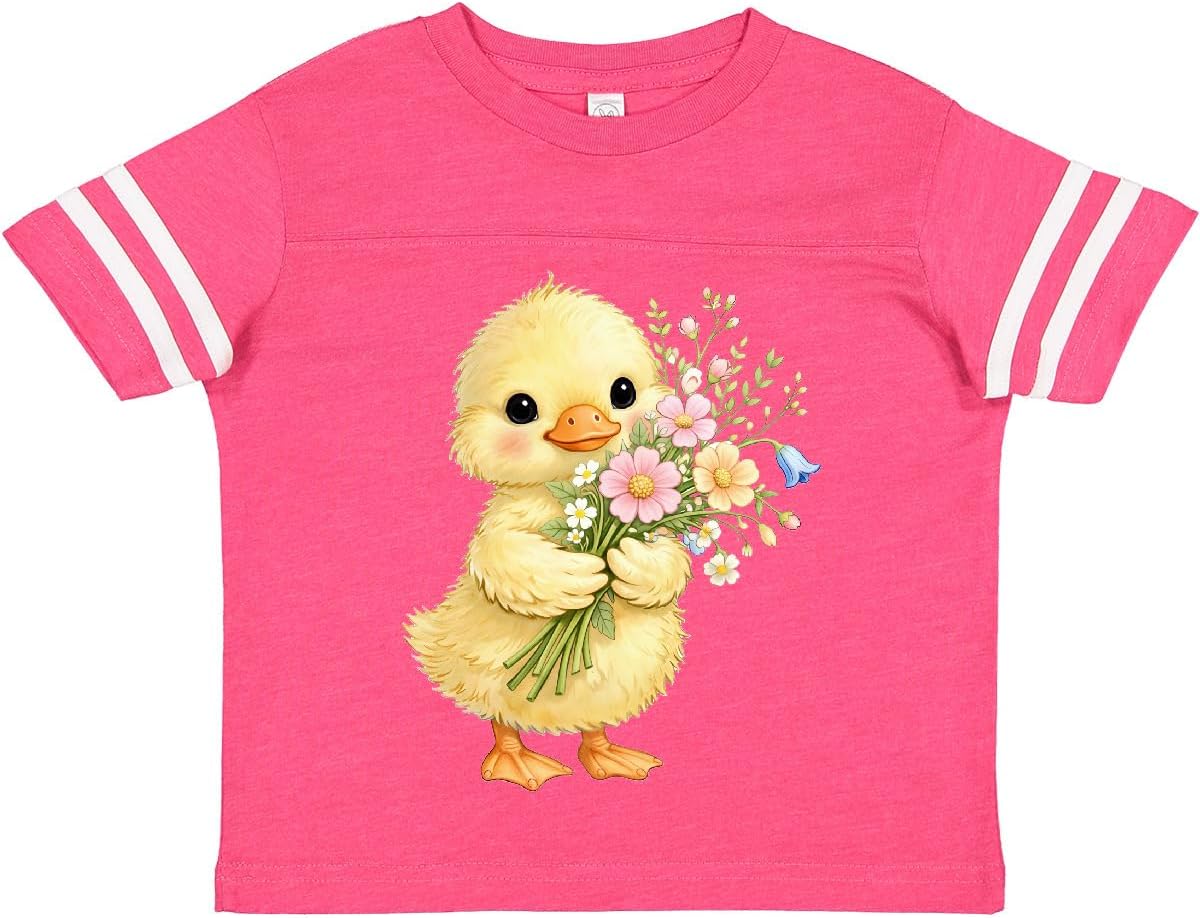 inktastic Yellow Duckling Holding Flowers Toddler T-Shirt