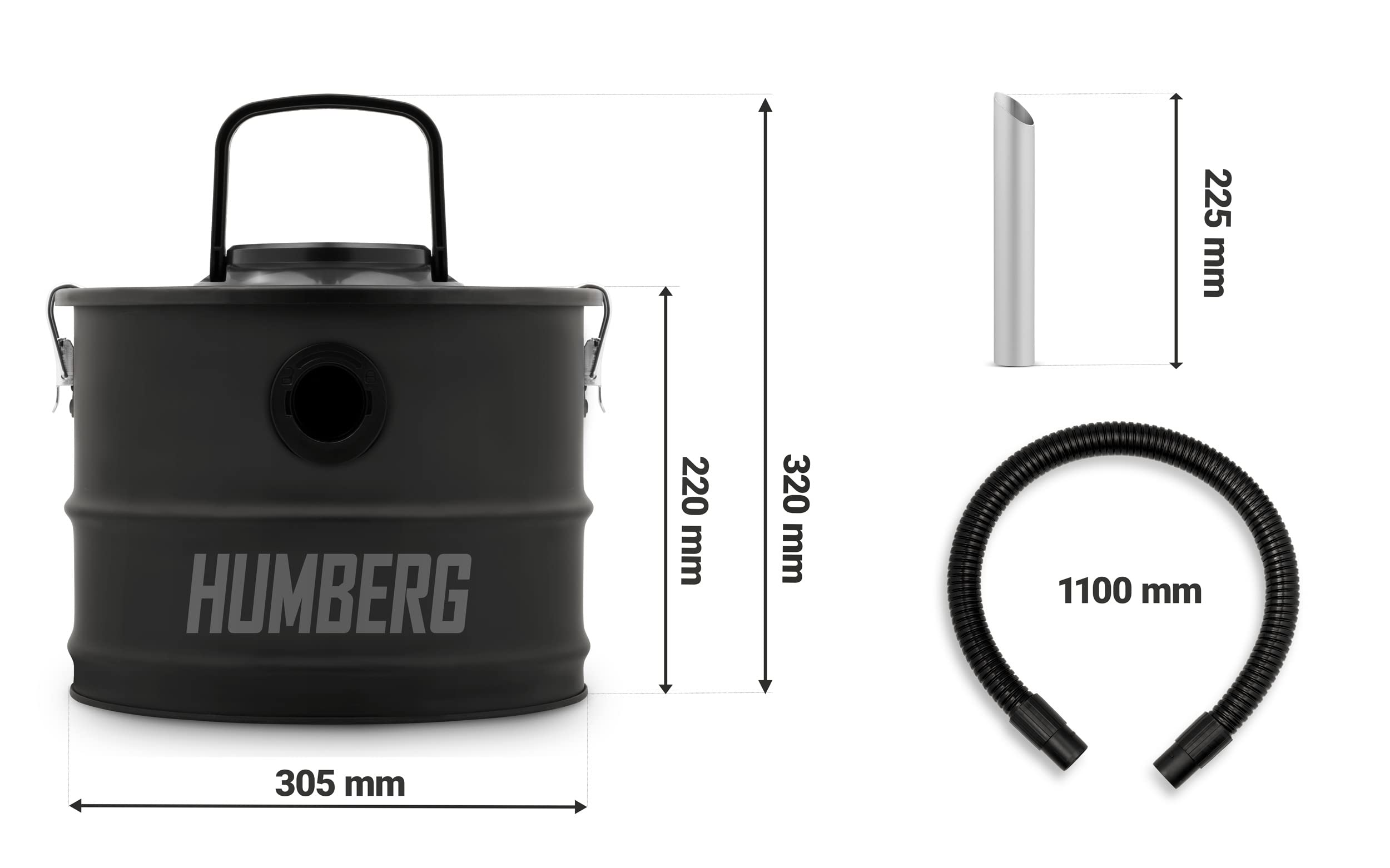 Humberg HM-404 - Aspiradora Industrial para Cenizas y escombros, sin Bolsa, 15 l, 1200 W