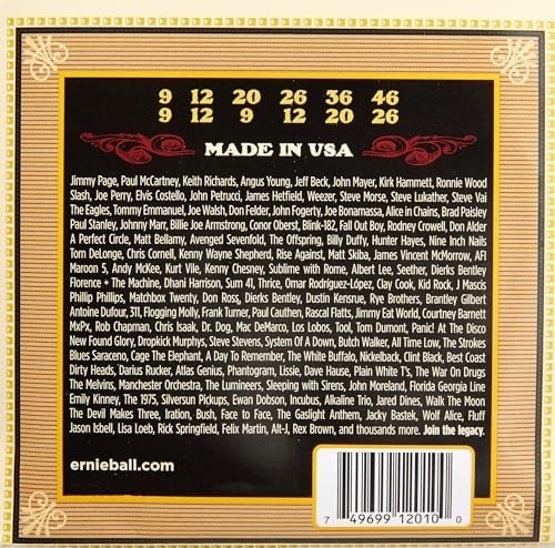 Encordoamento 009-046 Ernie Ball P02010, para Violão Aço 12 Cordas, Earthwood Tensão Leve 80/20 Bron