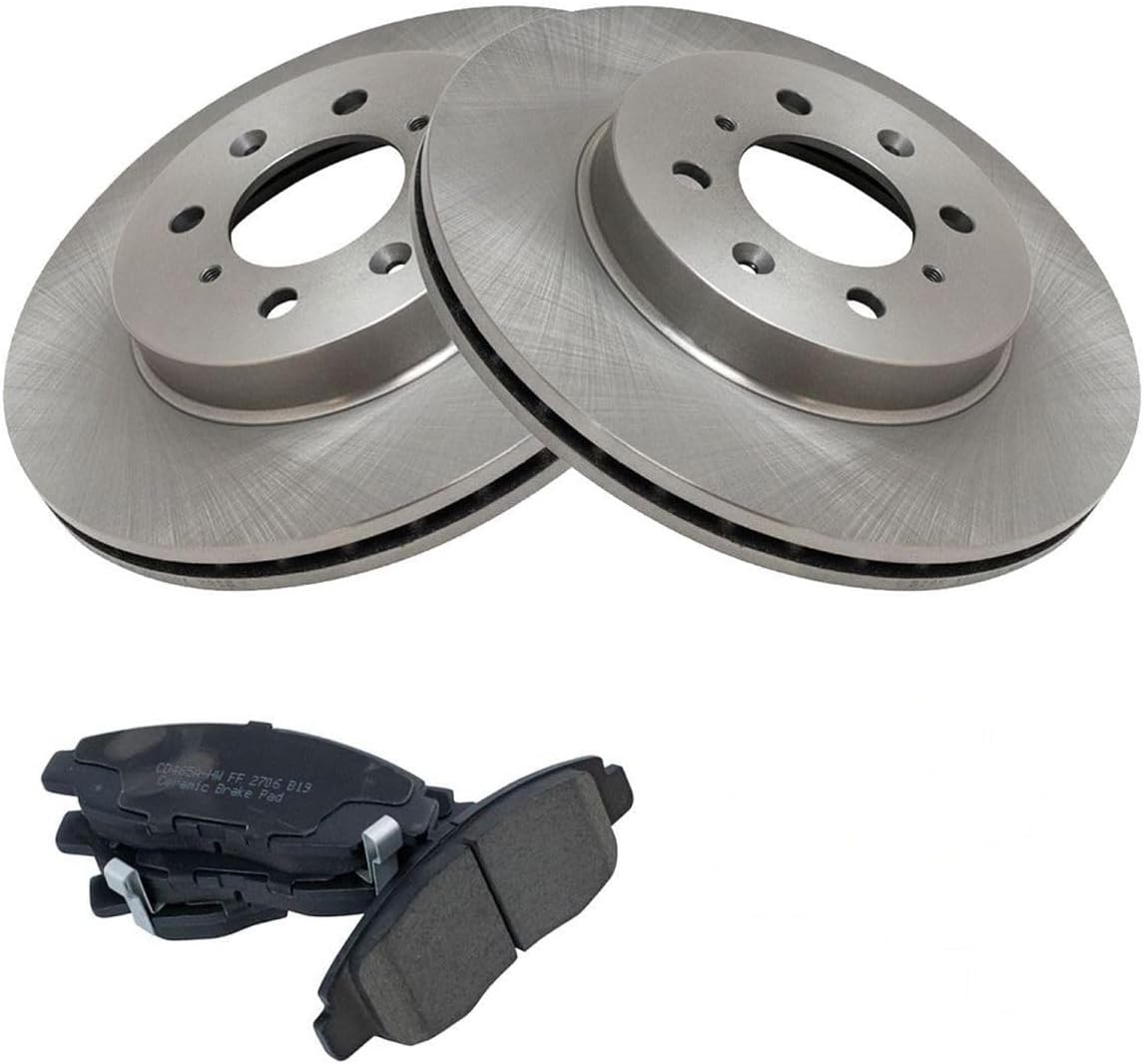 Brake Pads & Rotors Kit Disc and Set Front Left Driver Right Passenger Side Posi Ceramic Smooth for Honda for Civic 1.7L 01-05 2.0L 02-03 1.6L 96-00 for Insight 1.3L 10-14