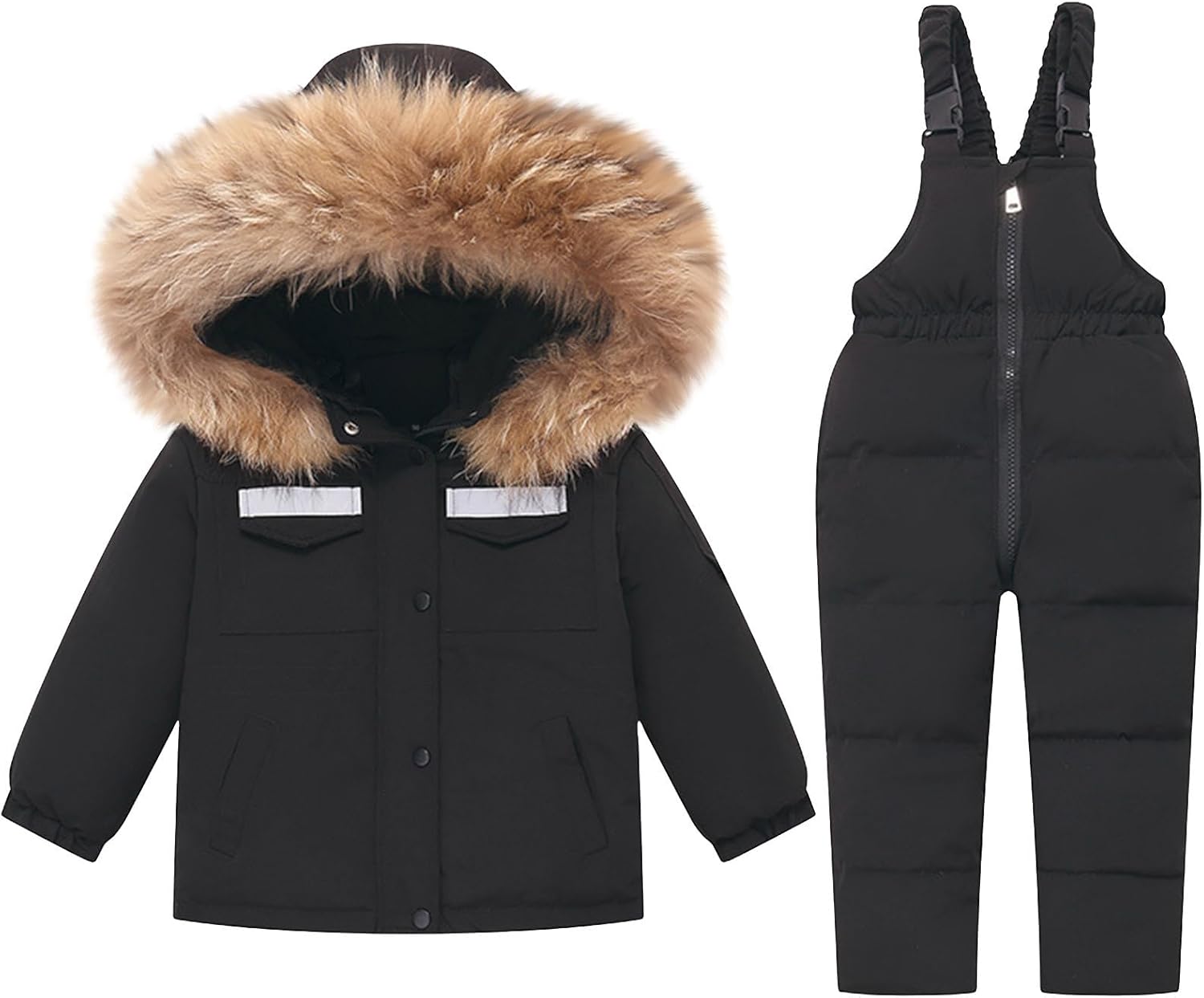 Kids 2 Piece Snowsuit Sets Girls Boys Winter Cute Hooded Puffer Jacket Snow Pants Snowboard Skiing Sets Insulated