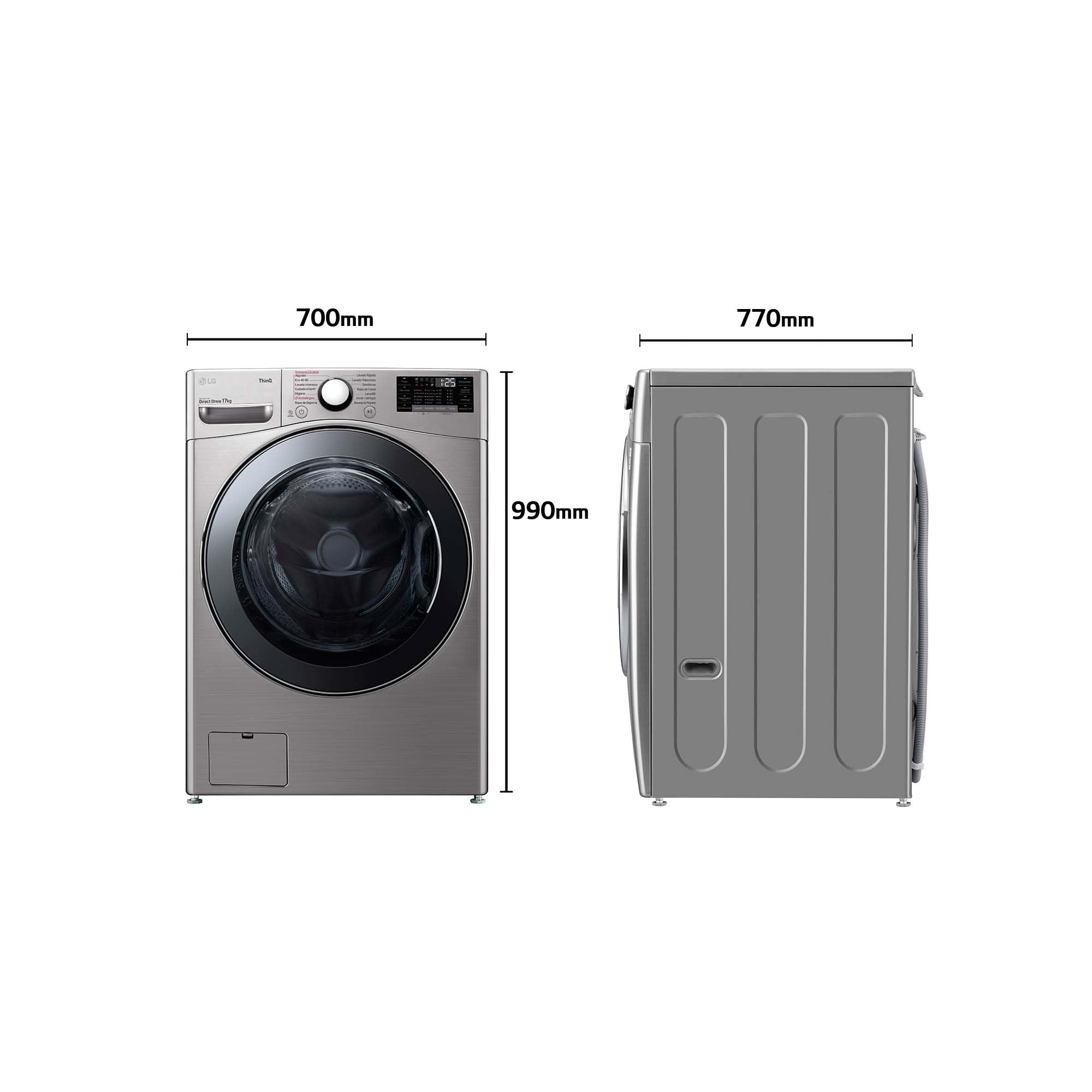 LG F1P1CY2T - Lavadora Inverter direct Drive, 17 kg, A++, 1100 rpm, serie XXX, color inox antihuellas — view 8