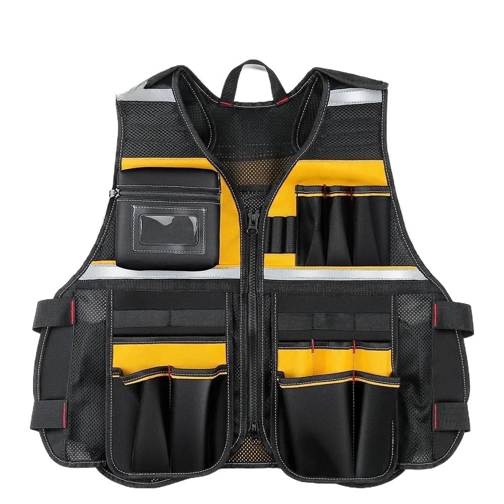 Chaleco de Trabajo Electrician Carpenter Work Vest Multi-functional Hardware Storage Bag Tool Vests Adjustable Pockets