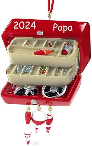 Caja de aparejos personalizada adorno de Navidad transportador de viaje de pesca para bobinas y ganchos decoración de árbol de vacaciones con nombre Caja de aparejos personalizada adorno de Navidad transportador de viaje de pesca para bobinas y ganchos decoración de árbol de vacaciones con nombre