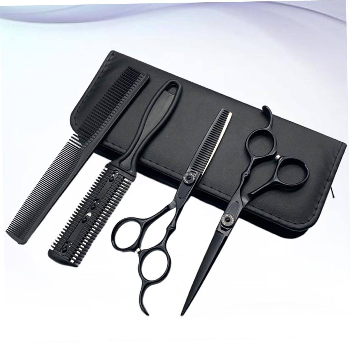 Beavorty 5piezas Tijeras De Peluquería Tijeras Para Cortar Pelo Profesional Mango Ergonómico Herramientas De Kit De Peine Accesorios De Barbero Con Bolsa De Almacenamiento