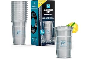 Ball Aluminum Cup Recyclable Party Cups, Pack of 10, 20 oz. Each
