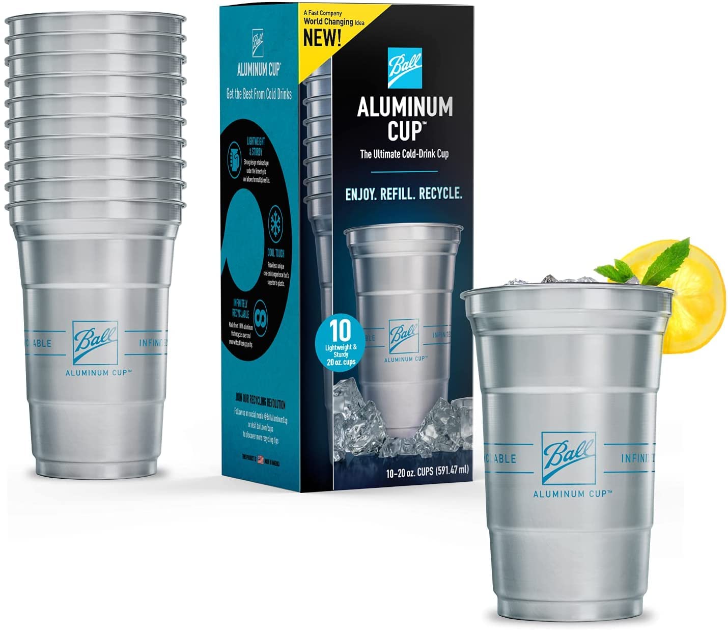 BallCanning - Aluminum Cup Ultimate Cold 20 Oz 10 Count