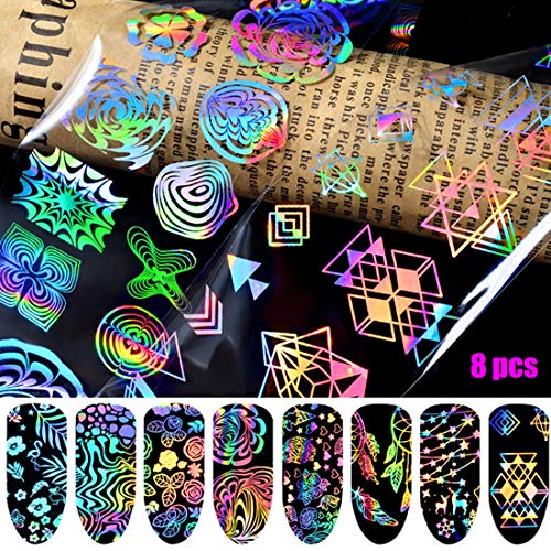 Umillars Mixed Colors Colorful Rainbow Thin Iridescent Gradient Starry Sky Holographic Shattered Broken-Glass Reflective Mirror Shard Effect Cellophane Films Foils Stickers（60Pcs） #TOP4