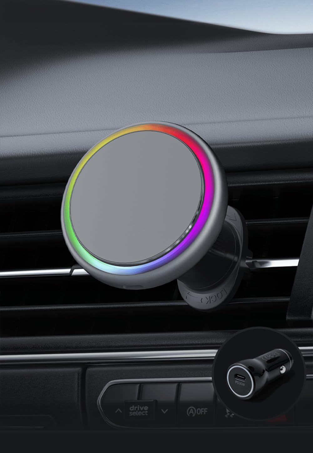 Qi2-Certified 15W The Mount Magsafe Compatible Car Mount Charger, Full Aluminum Body Air Vent Clip and 15W Adapter Included for iPhone 16/15/14/13/12 (Space Gray)