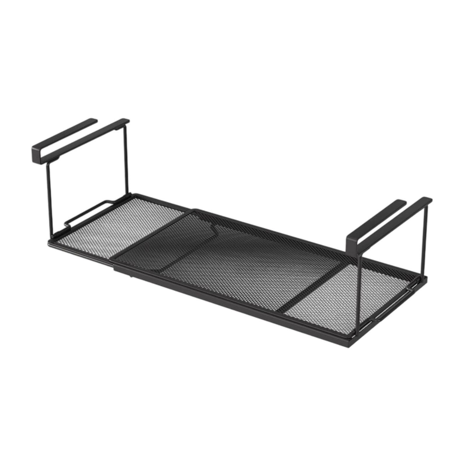 Cestino Portaoggetti Sottopensile Regolabile in Lunghezza, Design Traforato, Cestino Portaoggetti Sottopensile per Armadi, Bagno, Scrivania, Nero