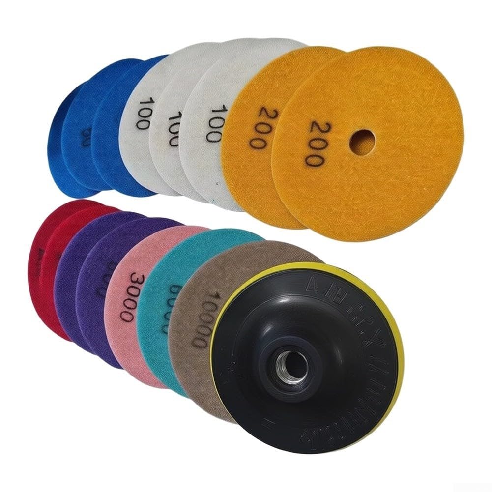 Juego Pulido Coche 4 Pulgadas Disco Lija para granito Juego Pulido(16pcs)