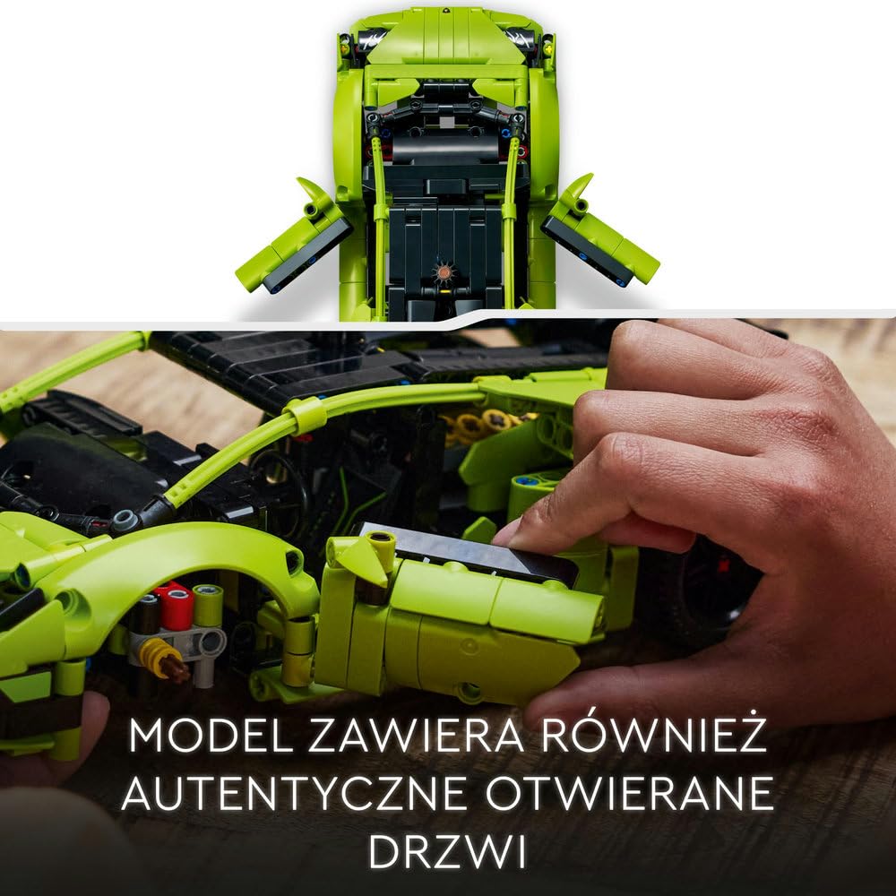 LEGO 42161 Technic Lamborghini Huracán Tecnica, zabawkowy model samochodu sportowego z klocków do zbudowania dla dzieci, pomysł na prezent dla chłopca, dziewczynki i fanów motoryzacji