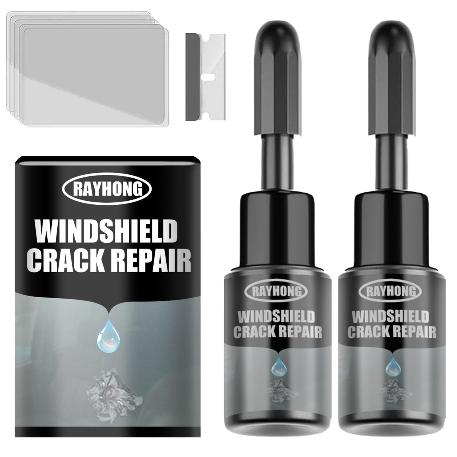 sudxin Rayhong Windshield Crack Repair - Rayhong Car Windshield Crack Repair Kit, Chips and Cracks Car Glass Repairs Kit (2 PCS)