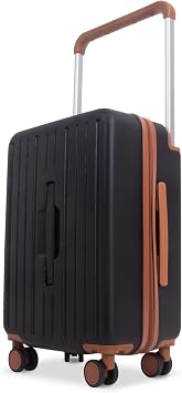 Apelila 20 Inch 40L Carry On Luggage, Hardside Suitcase with Wide Handle, TSA Lock & Spinner Wheels for Travel Business Standard - Black Brown