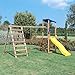 SavinOutdoor Parco Giochi in Legno Torre Singola Standard con Tetto + Arrampicata + Altalena con n.2 sedili Liberi + sartia