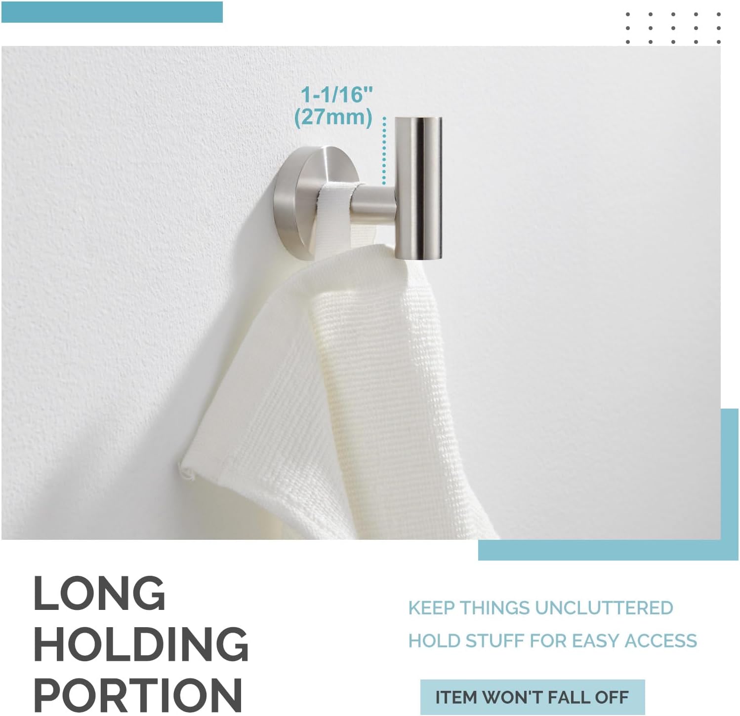 Angle Simple Swivel Towel Ring Bundle with Robe Hook, Toilet Paper Holder (Brushed Nickel)