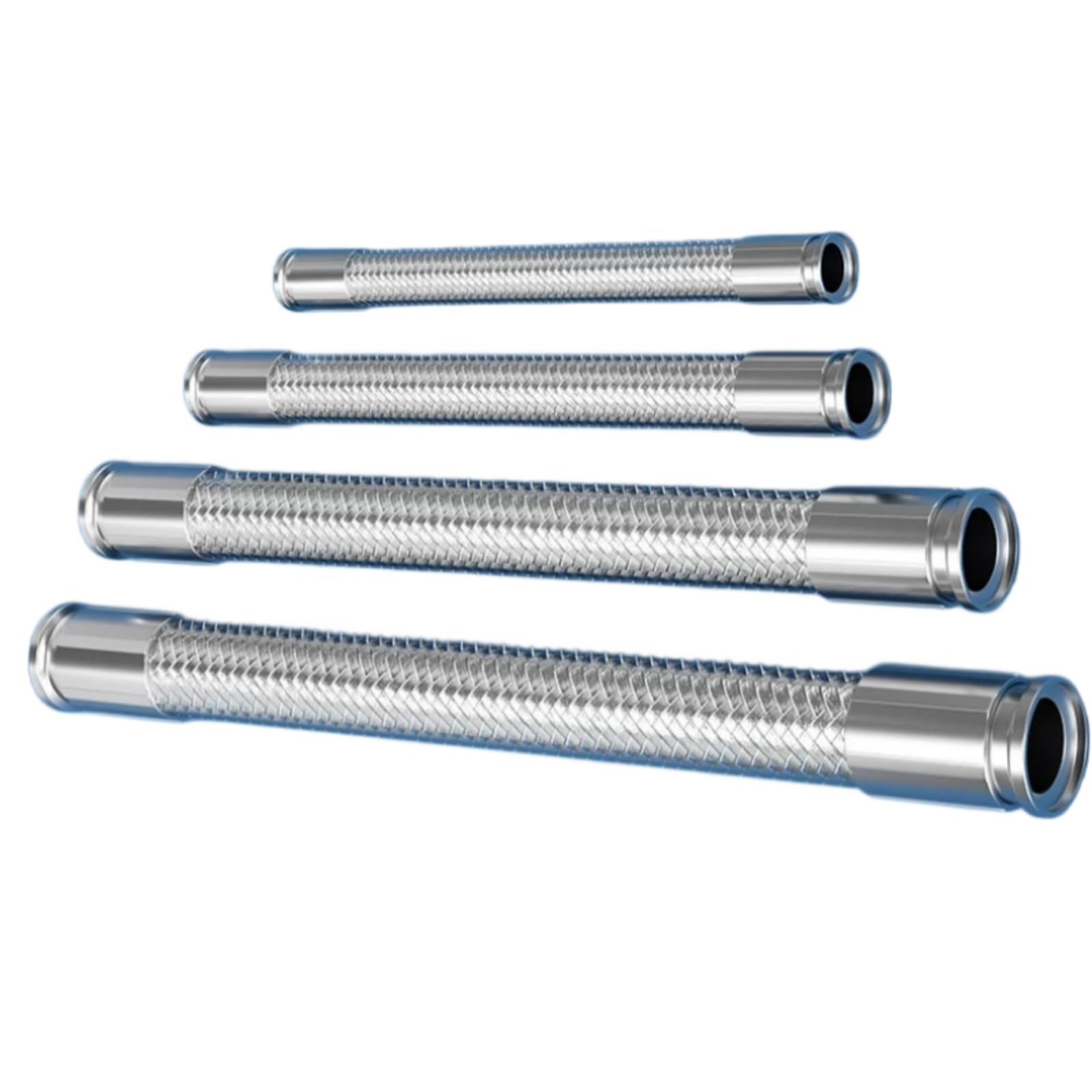 Purzen One Color Ptfe Lined Stainless Steel Braided Hose Assembly, 64.5Mm Tri-Clamp Connection, Flexible Corrugated Inner Tube For Process Piping 38Mmx42mm,80Mm
