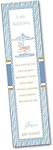 30 Personalised Christening Party Book Marks, 40 x 150 cm, Printed on 300 g Card for Children, Ready to Use and Easy to Fill in (Blue Carussel)