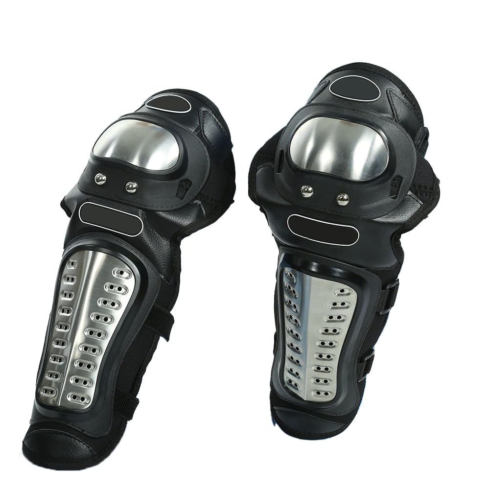 2 Unids Motocicleta Codo Protector,Protección de Motocross,Racing Rodilla Shin Guardias de Protección Equipo de Adultos,de aleación de acero inoxidable y EVA