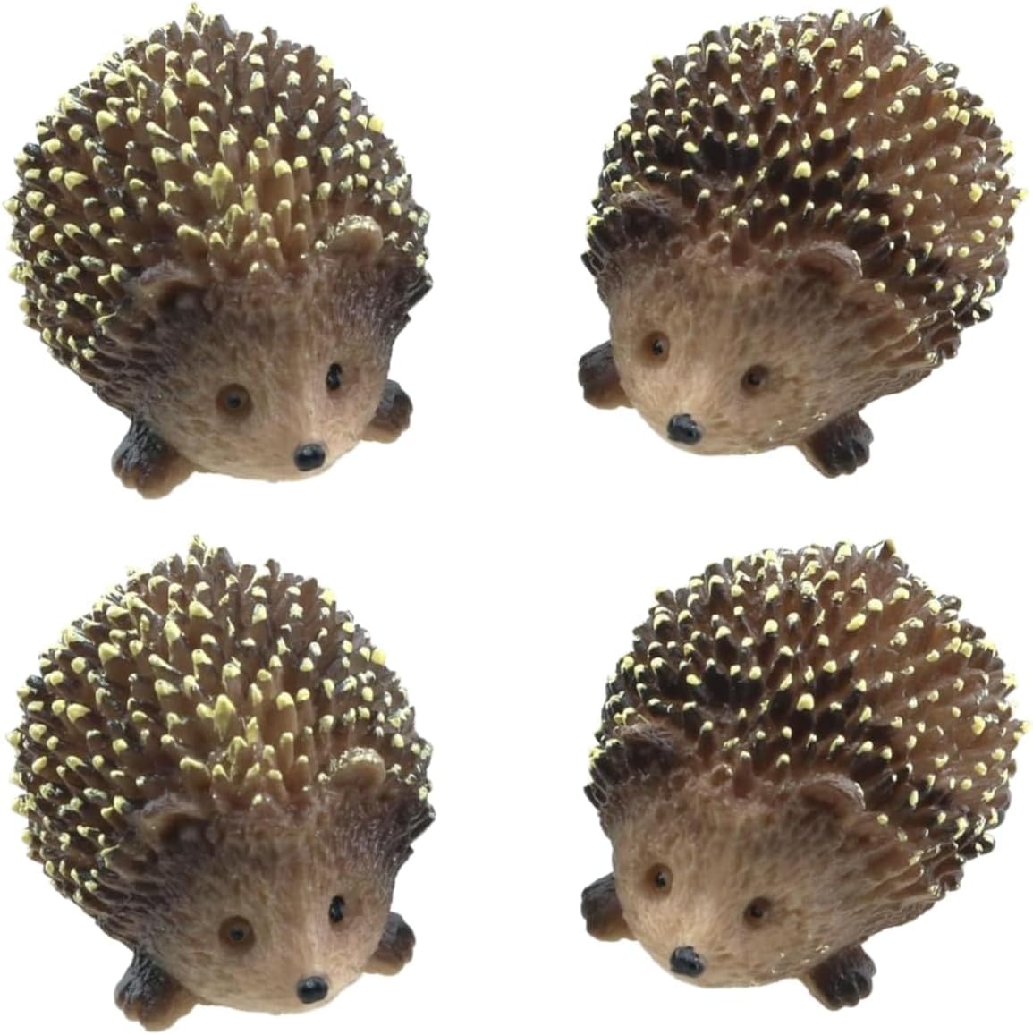 Ghwei 4Pcs Mini Hedgehog Resin Figurines,Lively Animal Statues for Fairy Gardens, Bonsai and Plant Pots,Micro Landscape Decor, Miniature Wild Sculptures for DIY Craft and Home Decor