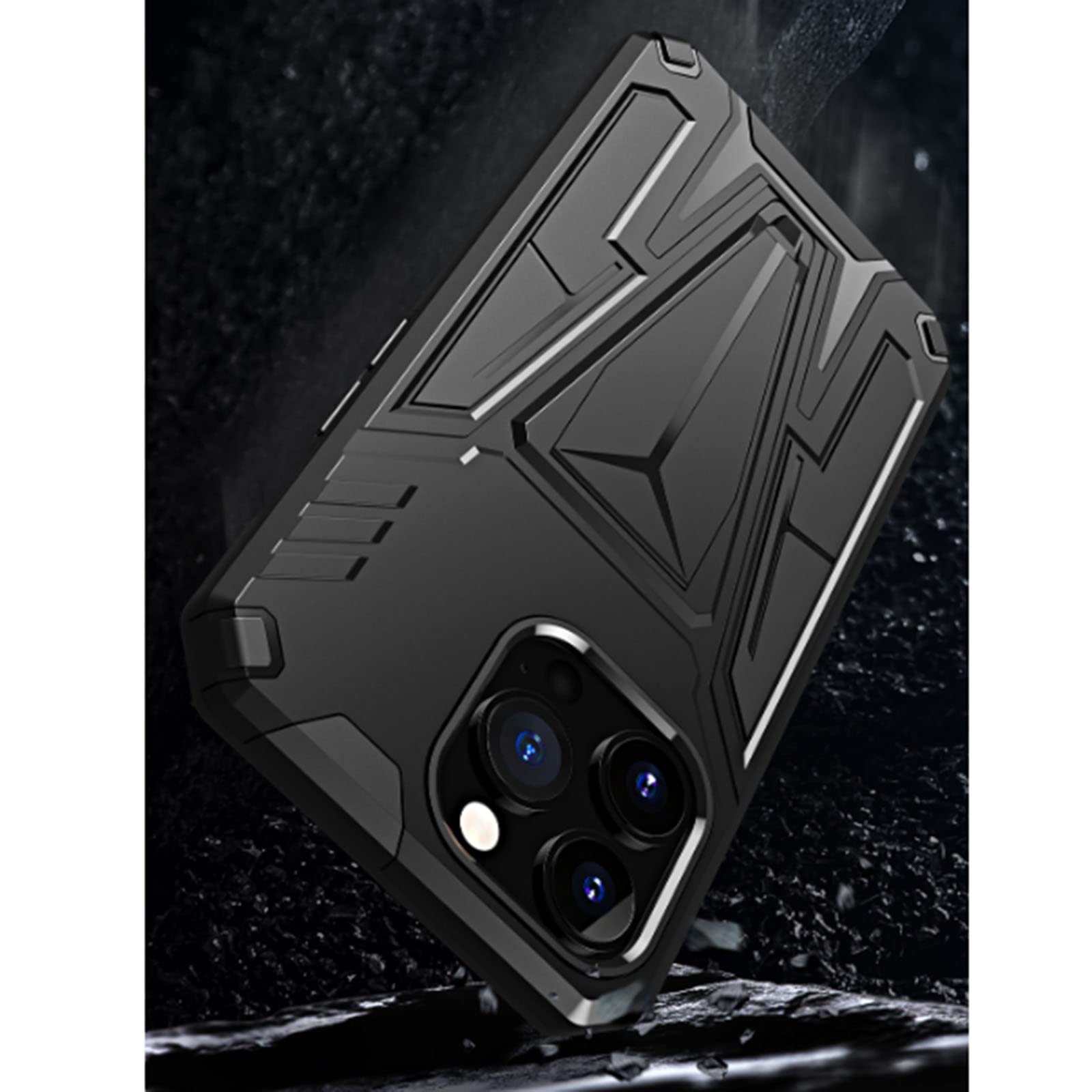 Etui do iPhone 13 Pro Max/13 Pro/13/13 mini, odporne na wstrząsy twardy tylny zderzak silikonowy pokrowiec ochronny z podpórką, kompatybilny z magnetycznym uchwytem samochodowym, czerwony, 13 Pro 6,1"