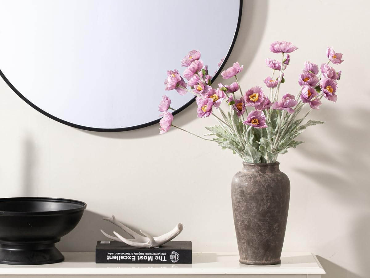 Large Ceramic Rustic Vase, 11 Inch Tall Flower Vase Farmhouse Decorative Vase Floral Pottery Vases for Home Decor Table Living Room Entryway Mantel Bookshelf Bedroom Bathroom Kitchen - Brown - Image 8