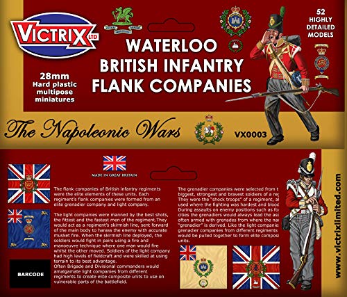 Victrix VX0003 - Waterloo British Infantry Flank Companies - 52 Figure Box Set including Flags - 28mm Plastic Miniatures Napoleonic