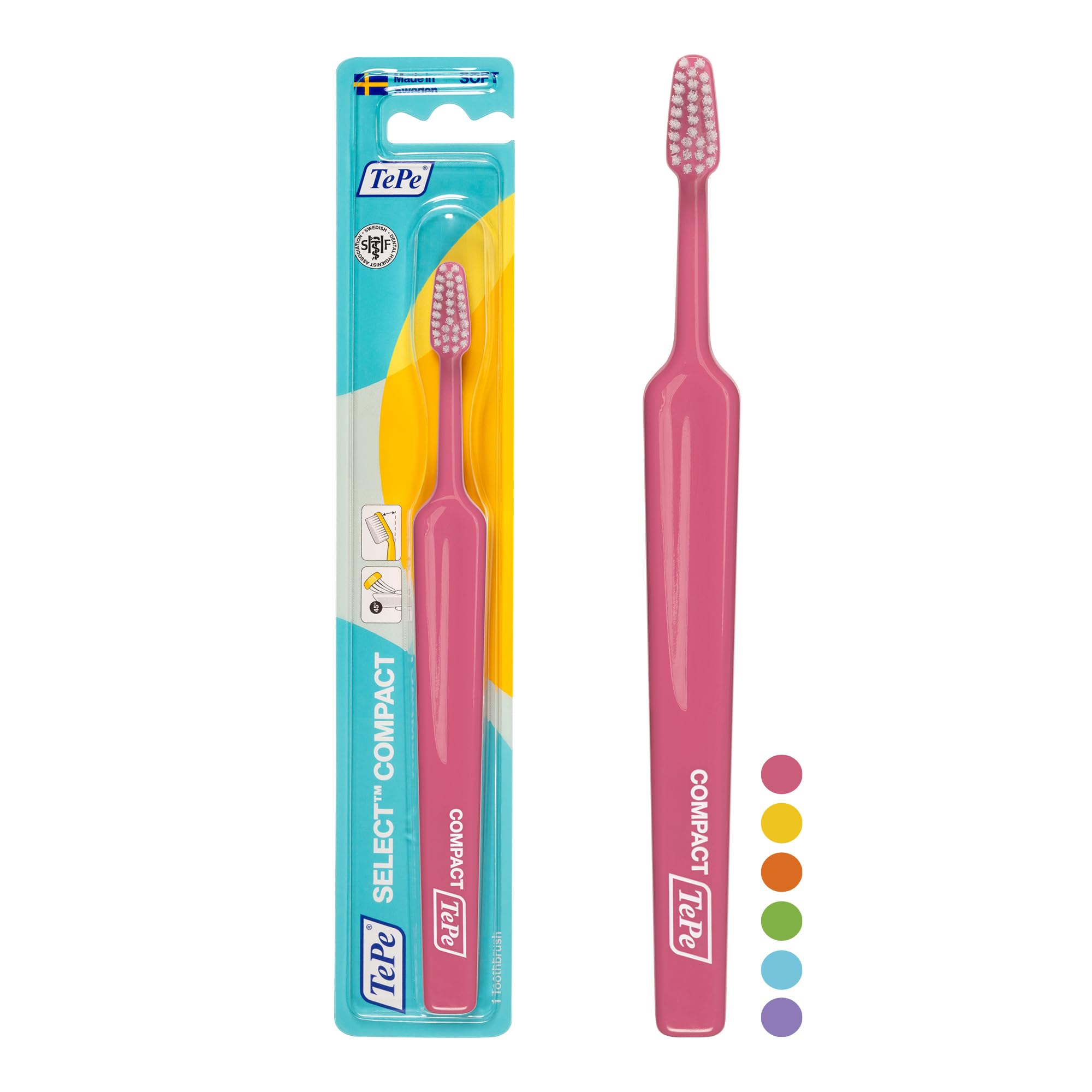 TePe Select Compact Toothbrush, Soft, Assorted Colours, 1pc