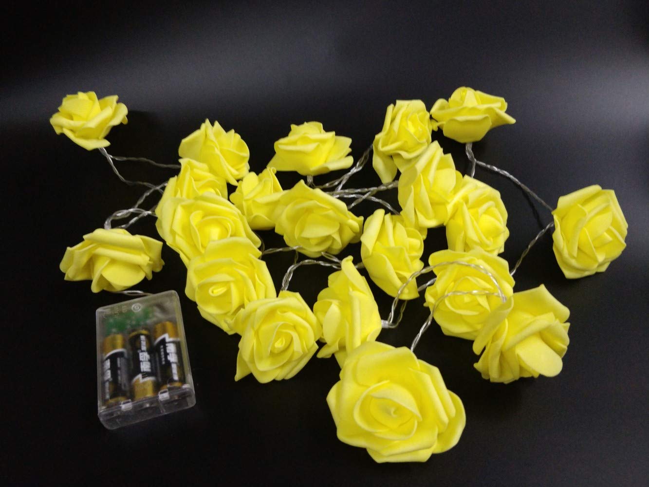 Fantasee LED Rose Flower String Lights Battery Operated for Wedding Home Party Birthday Festival Indoor Outdoor Decorations Large Rose Flower Diameter 6cm (Yellow Rose WarmLight, 16.4ft 50LED)