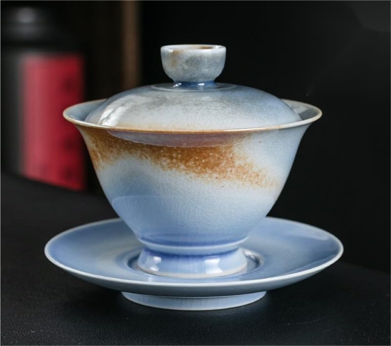 Ręcznie wypalana drewnem porcelanowa herbata Tureen Retro trawa drewno szary Sancai Gaiwan antyczna pokrywa do parzenia herbaty miska Kung Fu Teaware