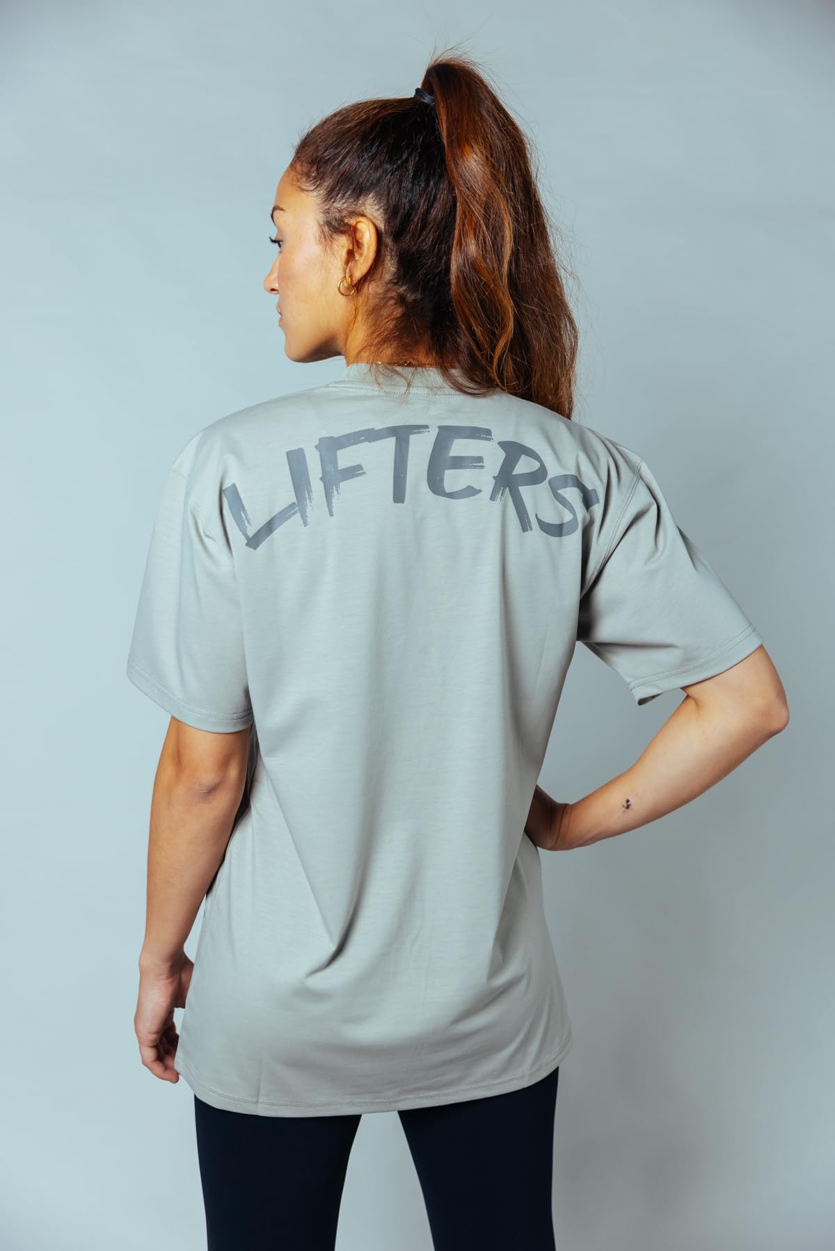 Curvado de Gran tamaño Camiseta, Grey, Large Unisex