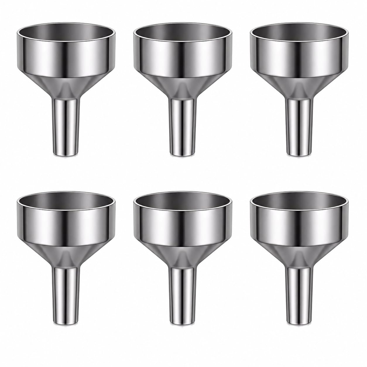 Mini Funnels 18mm Silver Aluminium Small Funnels – For Hip Flask Bottles Essential Oils Perfumes and Liquid Transfer (6 PCS)