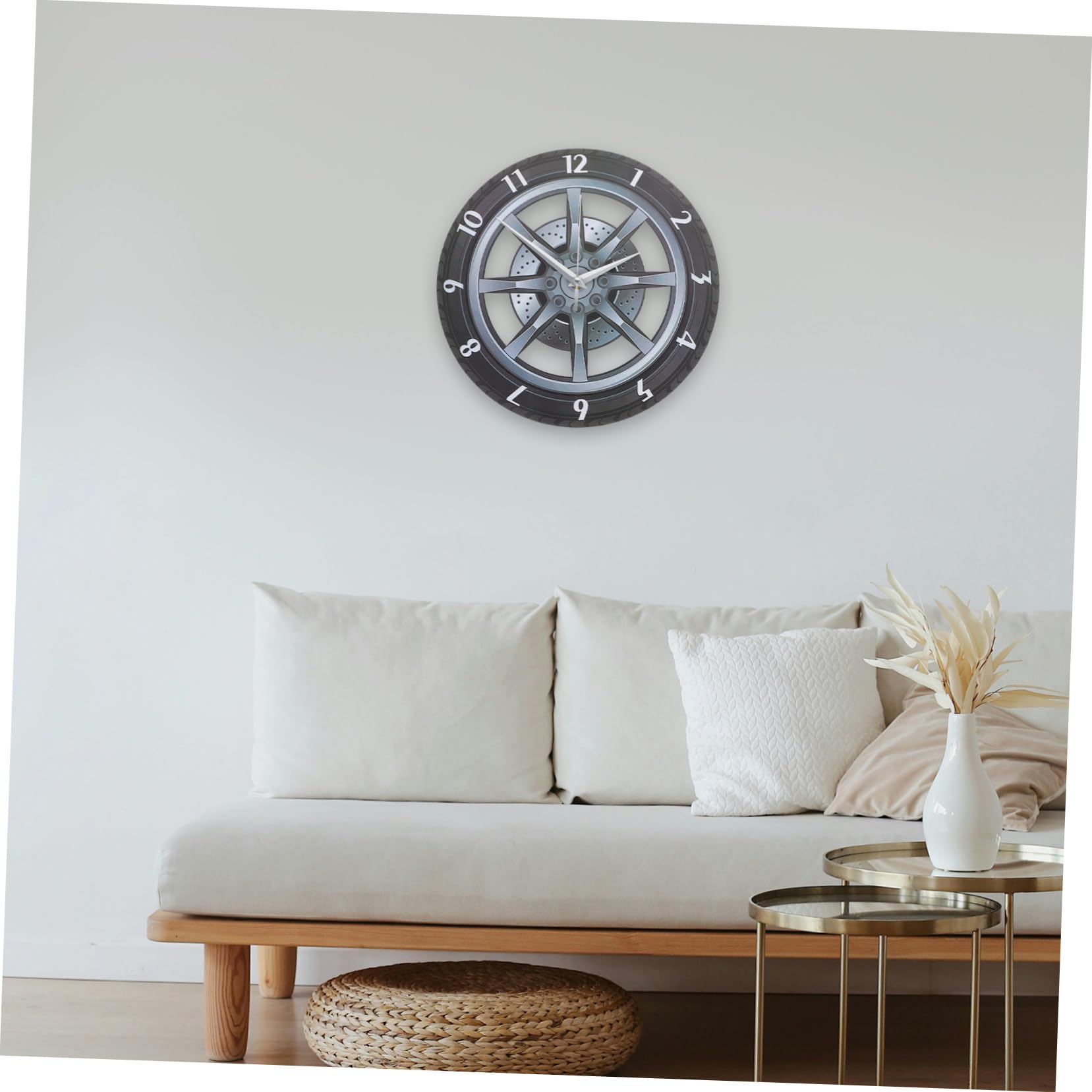 Ciieeo Orologio da Parete Forma di Ruota Creativo Orologio Muto Movimento Silenzioso per Soggiorno e Camera da Letto
