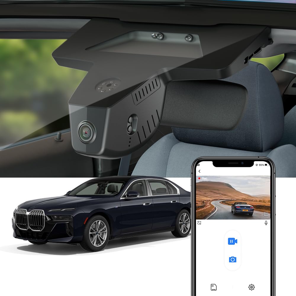 Fitcamx Dashcam 4K Geeignet für BMW 7 Series i7 2023-2026 G70 (HD2-3828), Integrierter OEM Auto Kamera UHD 2160P Video WiFi, Loop-Aufnahme, G-Sensor, Plug & Play, WDR Dasch-cam Auto, 64 GB-Karte