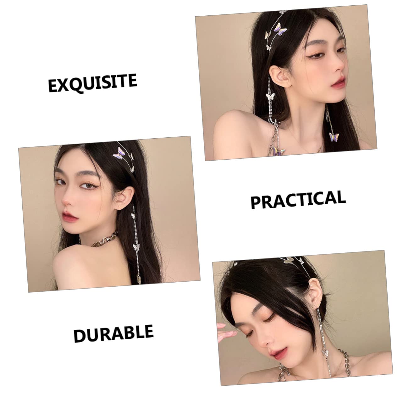 FRCOLOR 3 Diademas Elegantes Con Borlas De Y Cristales Para Mujer Diadema Ancha Para El Pelo.