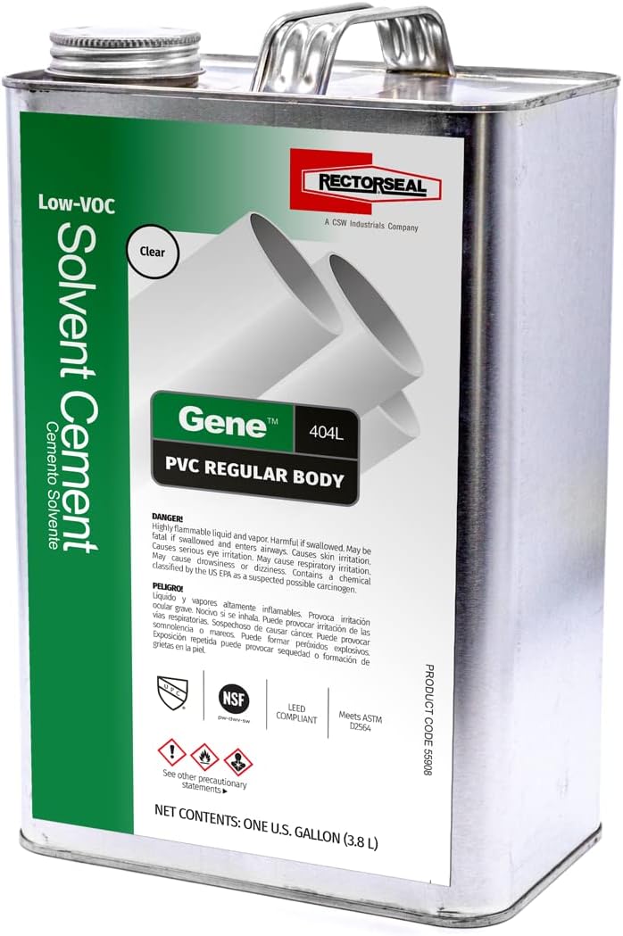 RectorSeal Gene 404L 55908 Low Solvent Cement, Fast Setting, Plumbing, 1 Gal.