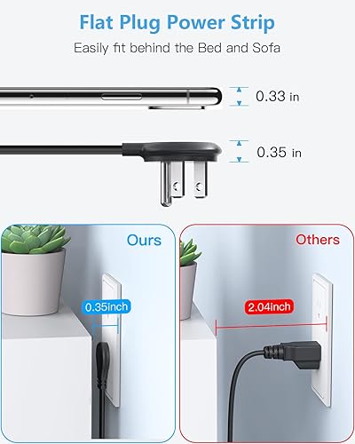 Miniatura 4 de Regleta de alimentación con abrazadera de escritorio con PD 20W USB C, protector de sobretensiones de montaje en borde de escritorio con 6 tomas,