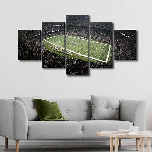 Vista 270 de Cuadros de estadios deportivos de fútbol americano de Minnesota, cuadros de vikingos, 5 paneles, lienzo para pared, arte de pared del estadio