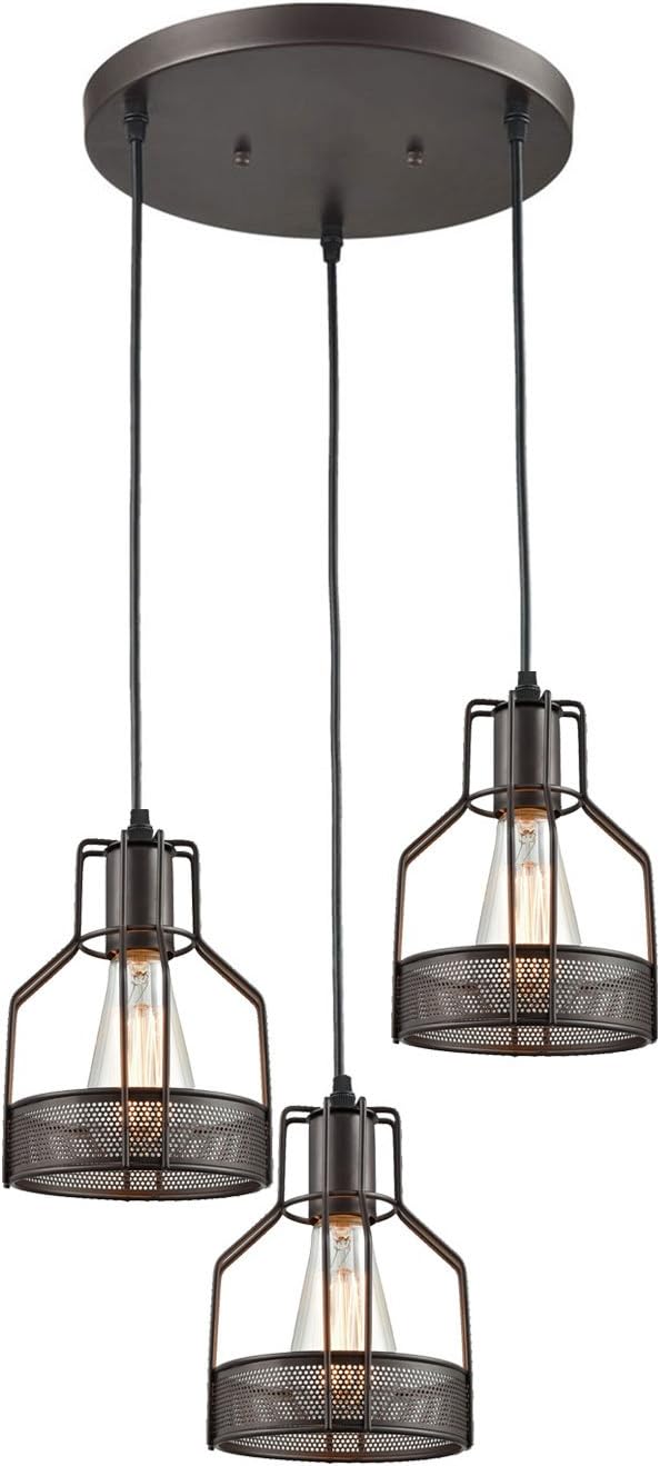 Amazing 🔥 Truelite Industrial 3 Light Dining Room Pendant Rustic Oil Rubbed Bronze Wire Cage Hanging Light Fixture Get Discount 70% Price Truelite Industrial 3 Light Dining Room Pendant Rustic Oil Rubbed Bronze Wire Cage Hanging Light Fixture