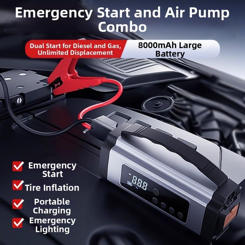 Gonfleur Pneus pour voiture 8000mAh Démarrage pour urgent Gonfleur