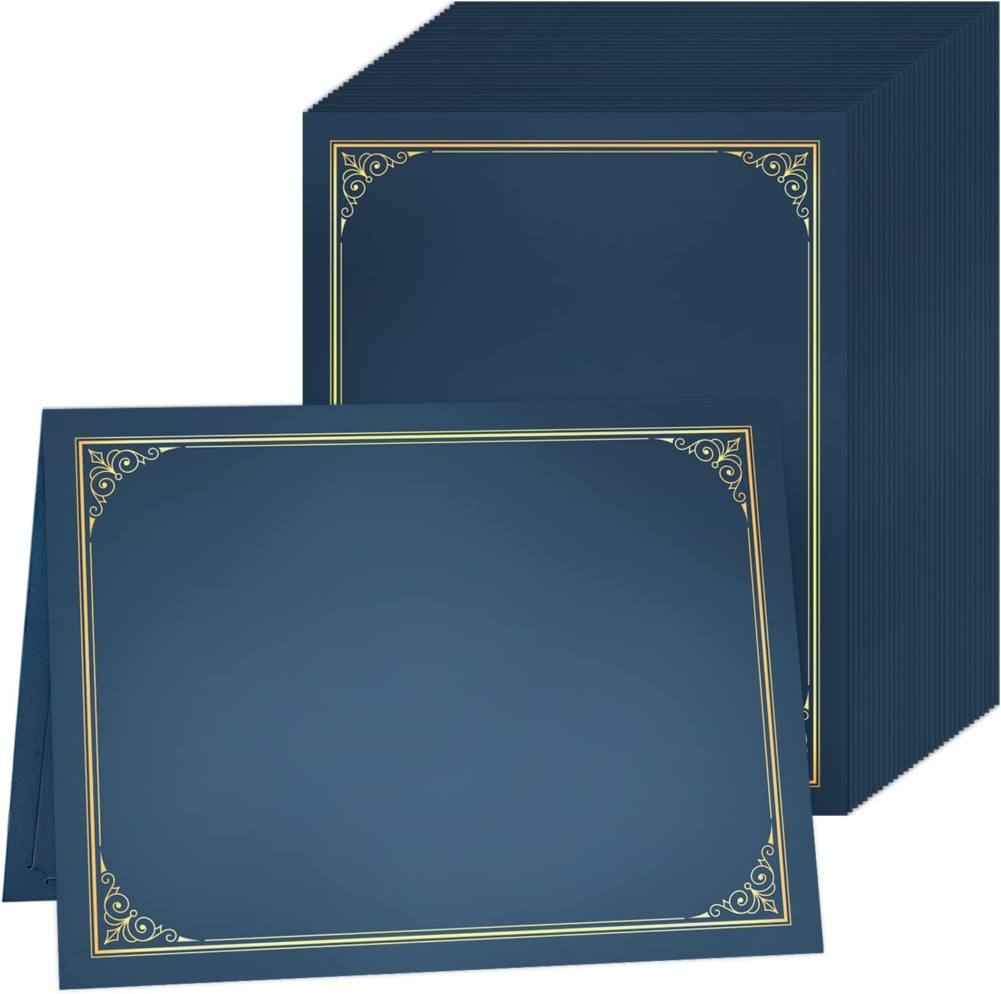 Certificate Holders(Blue, 30 Packs, New Pattern), Diploma Covers Gold Foil Border, for Letter Size 8.5x11 Certificates, Cardstock, Document Papers