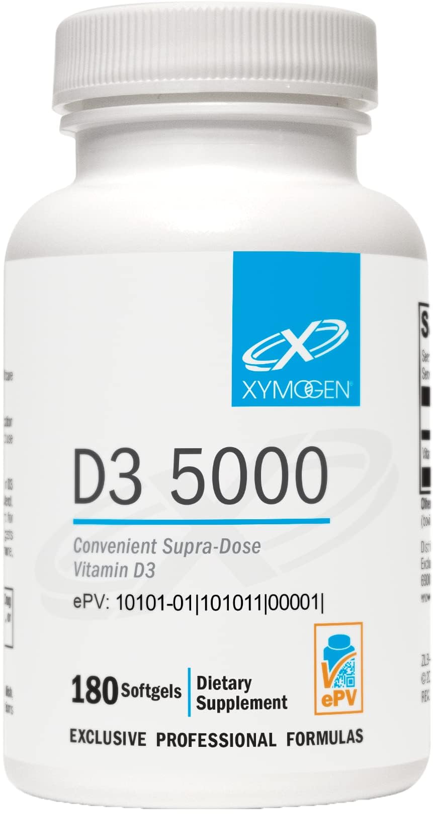 XYMOGEN D3 5000 - Bioavailable Vitamin D3 5000 IU (125 mcg) - High Potency Vitamin D Supplement to Support Immune Health, Bone + Heart Health (180 Softgels)