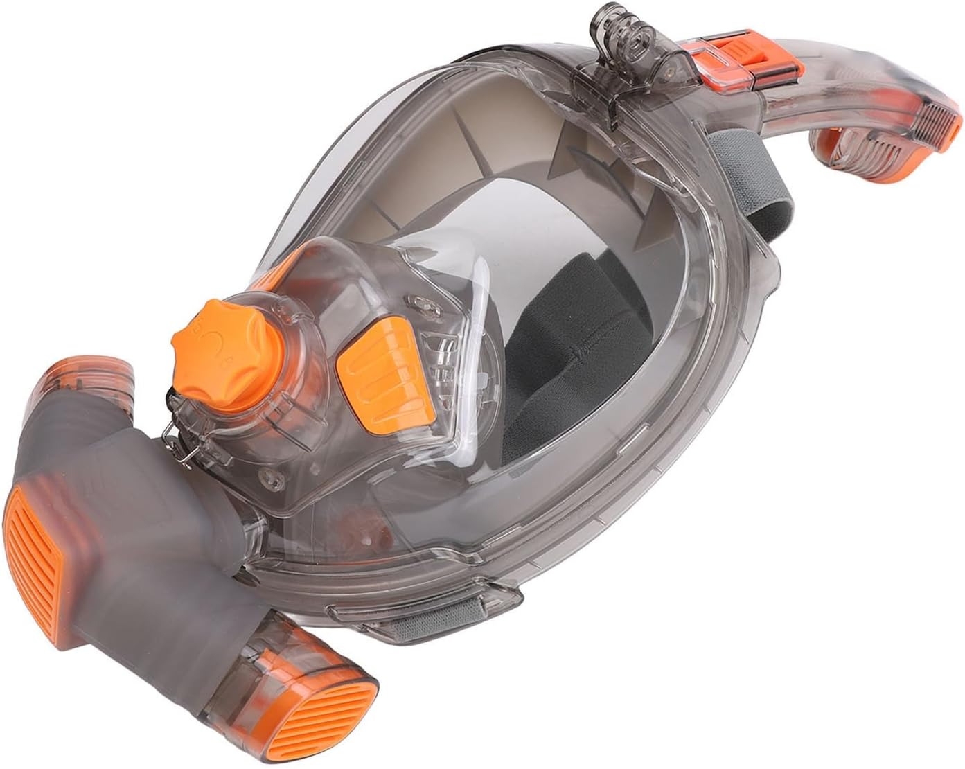 Oumefar Snorkel Goggles, Adjustable Strap PC and Silicone Snorkeling Gear Foldable Breathing Tube Orange Gray 180 Degree Panoramic View Leakproof for Diving
