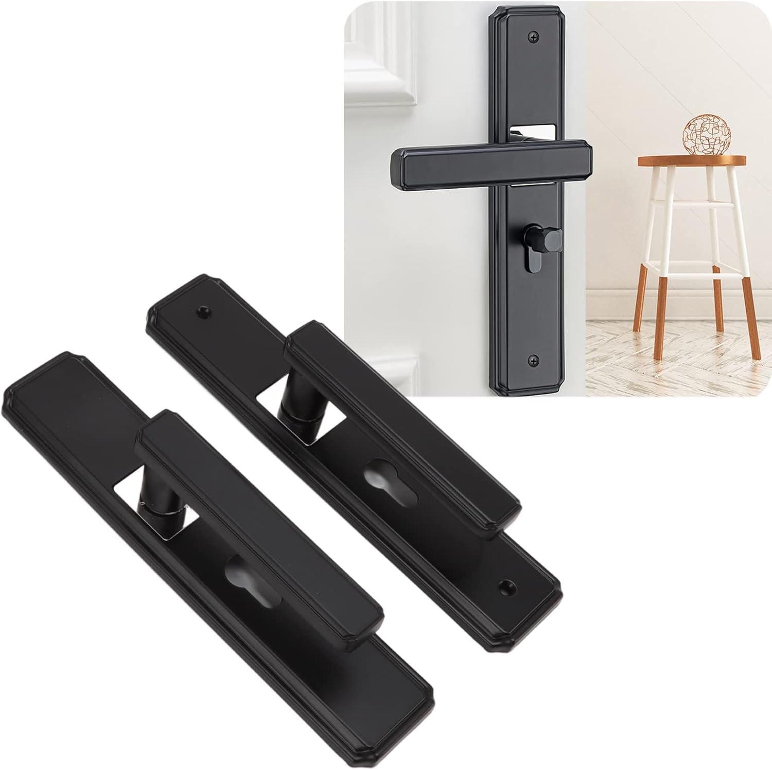 Door Lever Lock Universal Aluminium Alloy Black Door Security for Home Bedroom,Door Lever Handle Lock Door Hardware for Bedroom Kitchen