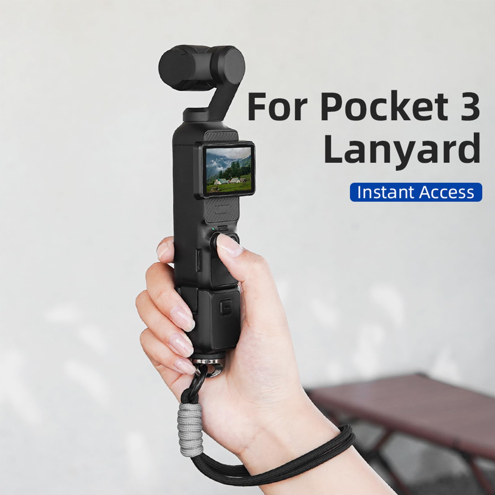 TYUANDOUER Wrist Hand Strap for DJI Osmo Pocket 3, Mobile 6 / SE/RS 3/3 PRO / 4 PRO/OM 5 Stabilizer, Polyester Lanyard for DJI Pocket 3 Accessories with D-Ring Screw - Black