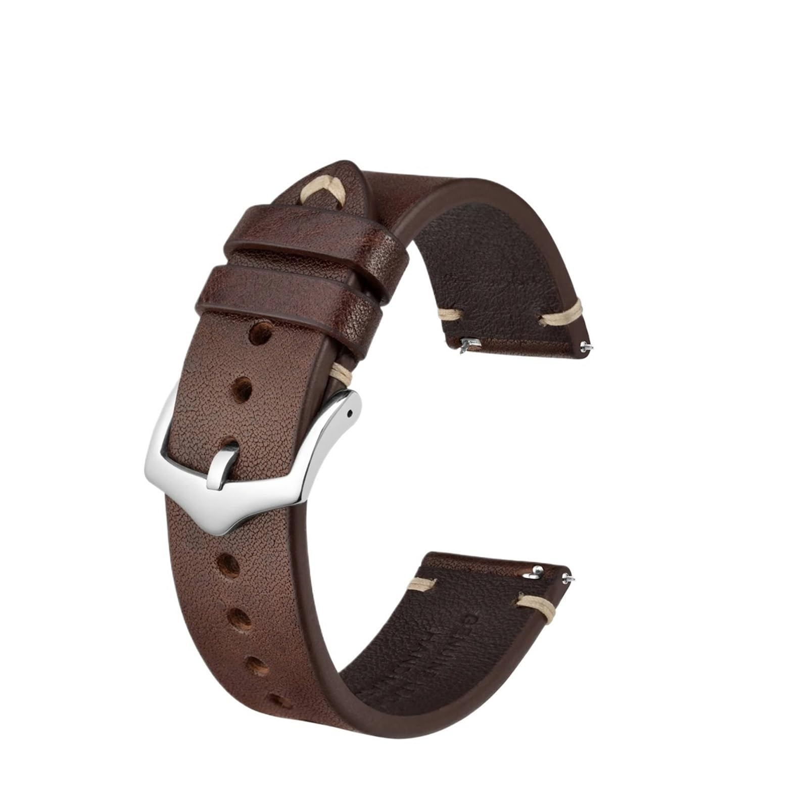 Compatible avec les bracelets de montre en cuir BISONSTRAP Crazy Horse, 18 mm, 20 mm, 22 mm, compatible avec les montres intelligentes Huawei Samsung Galaxy Gear, noir, vert, marron.(Green-Si