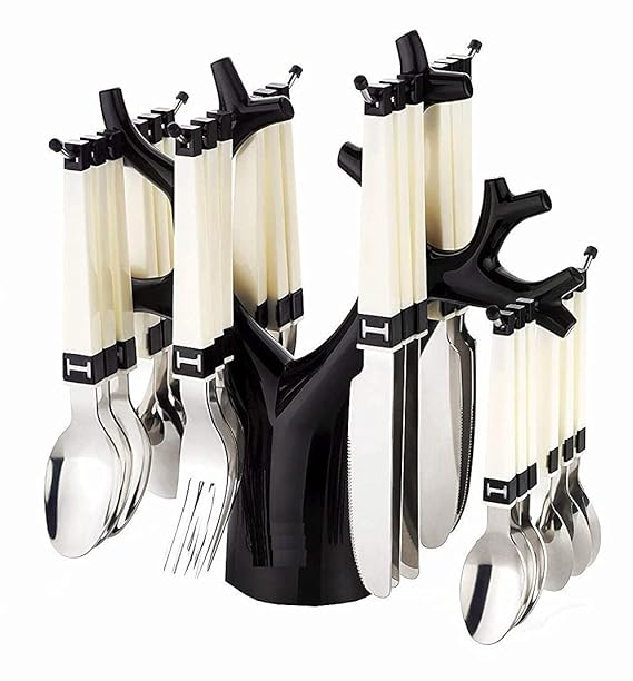 NGEL Stainless Steel Fork Table Spoon Tree Cutlery Set, 24Pieces
