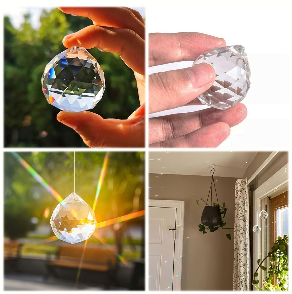 ZHYUAN Pack of 22 Crystal Pendants, 20mm Clear Glass Prism, Rainbow & Christmas Themed, Traditional Style, Hanging Ornaments - Image 3